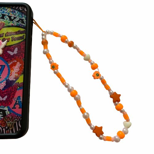 Beaded Phone Charms | Orange Phone Charm Beaded Phone Charms Beaded Phone Charms