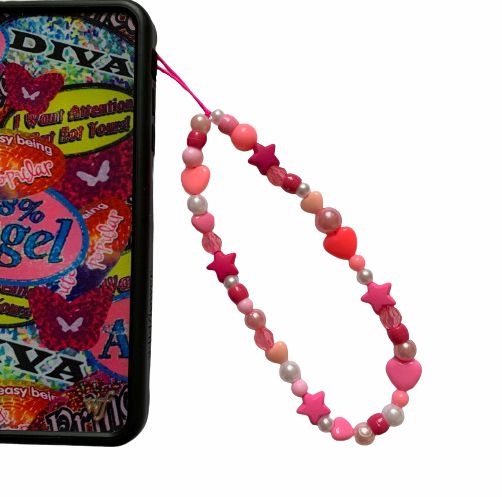 Beaded Phone Charms | Pink Phone Charm Beaded Phone Charms Beaded Phone Charms