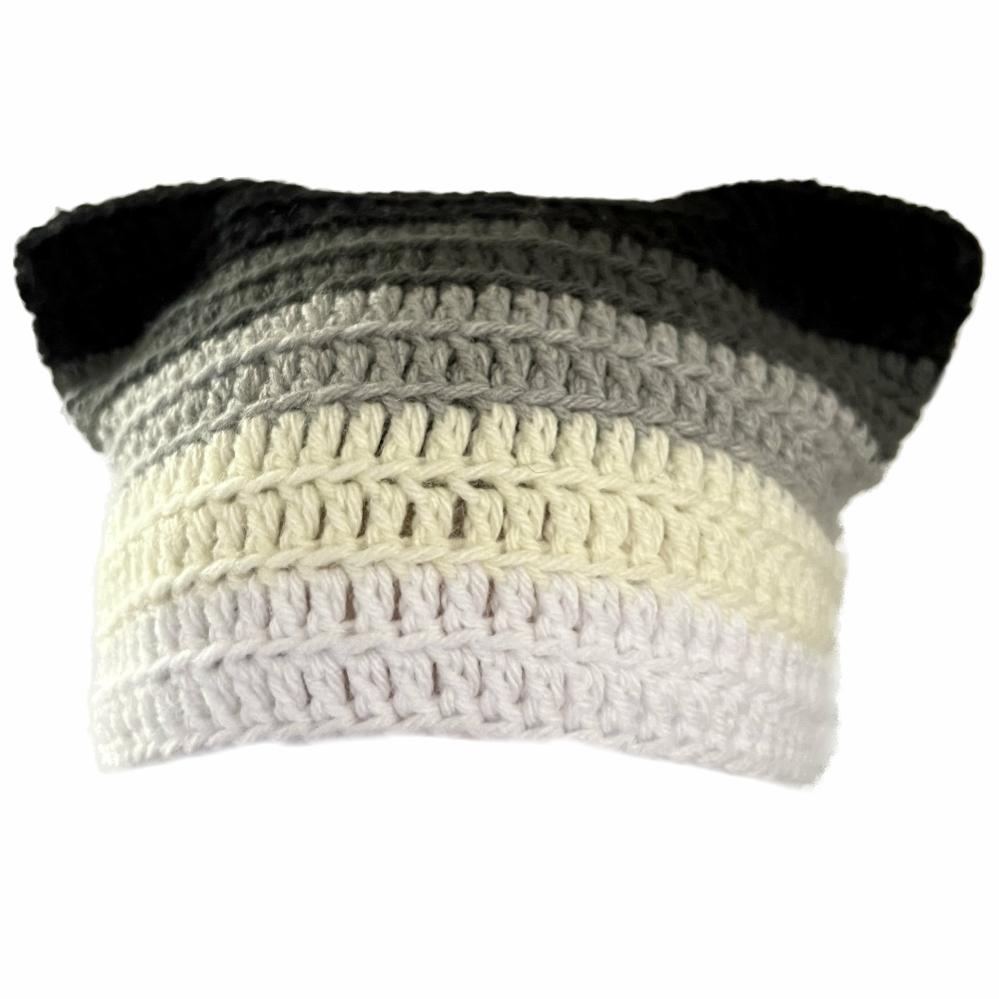 Hats | Black Grey White Cat Hat Crochet Items Hats