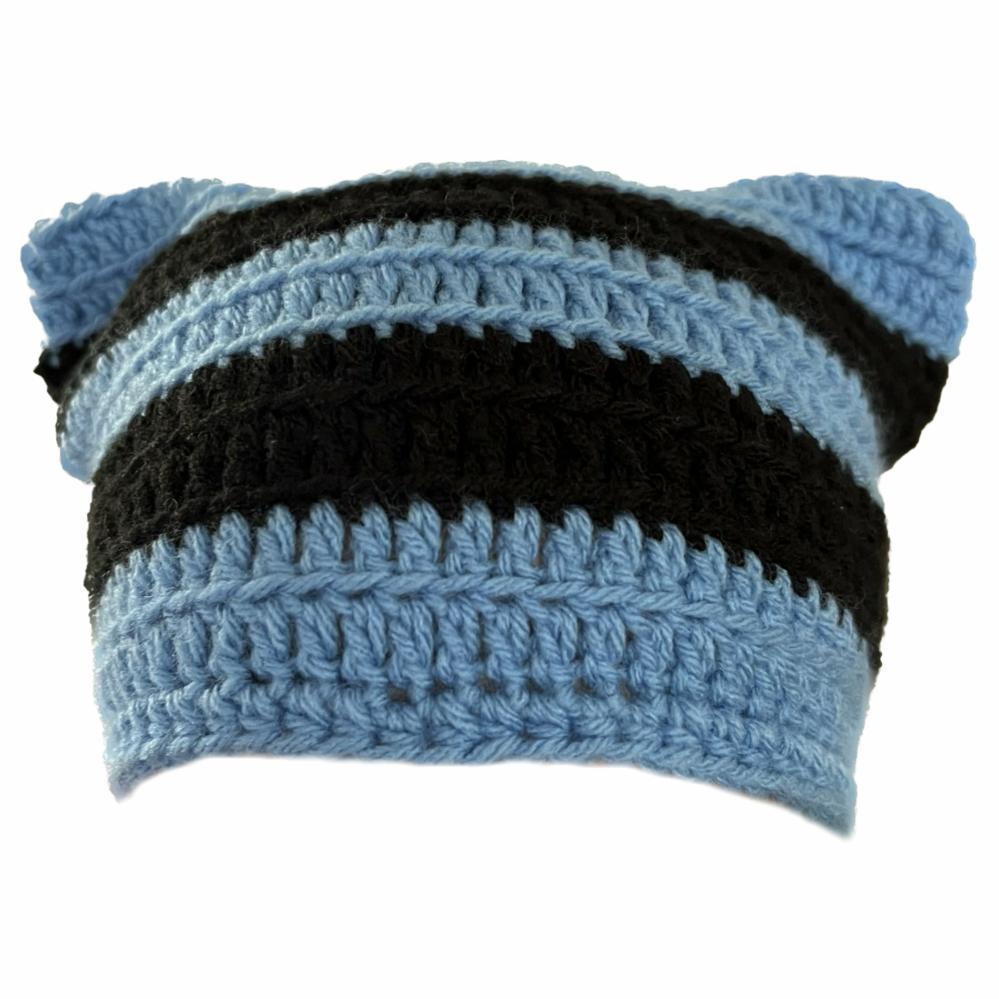 Hats | Blue and Black Cat Hat Crochet Items Hats