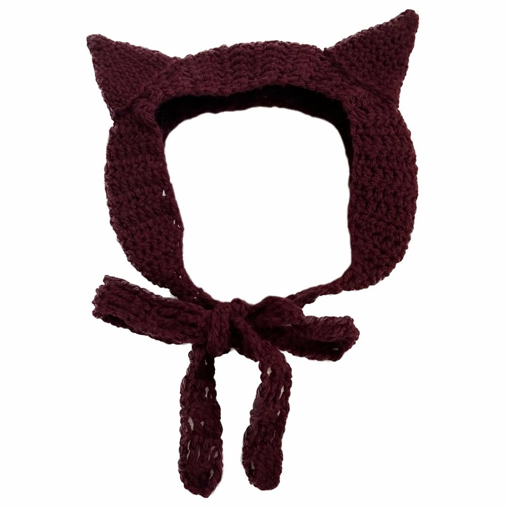 Hats | Burgundy Devil Hat Wrap Crochet Items Hats