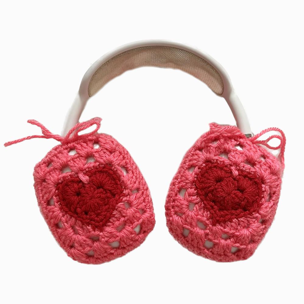 Hats | Pink Crochet Heart Headphone Covers Crochet Items Hats