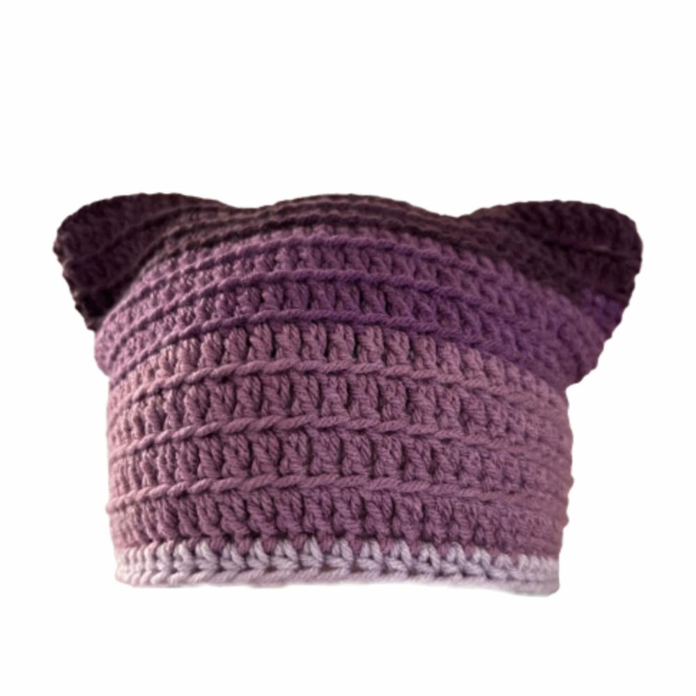 Hats | Purple Striped Cat Hat Crochet Items Hats