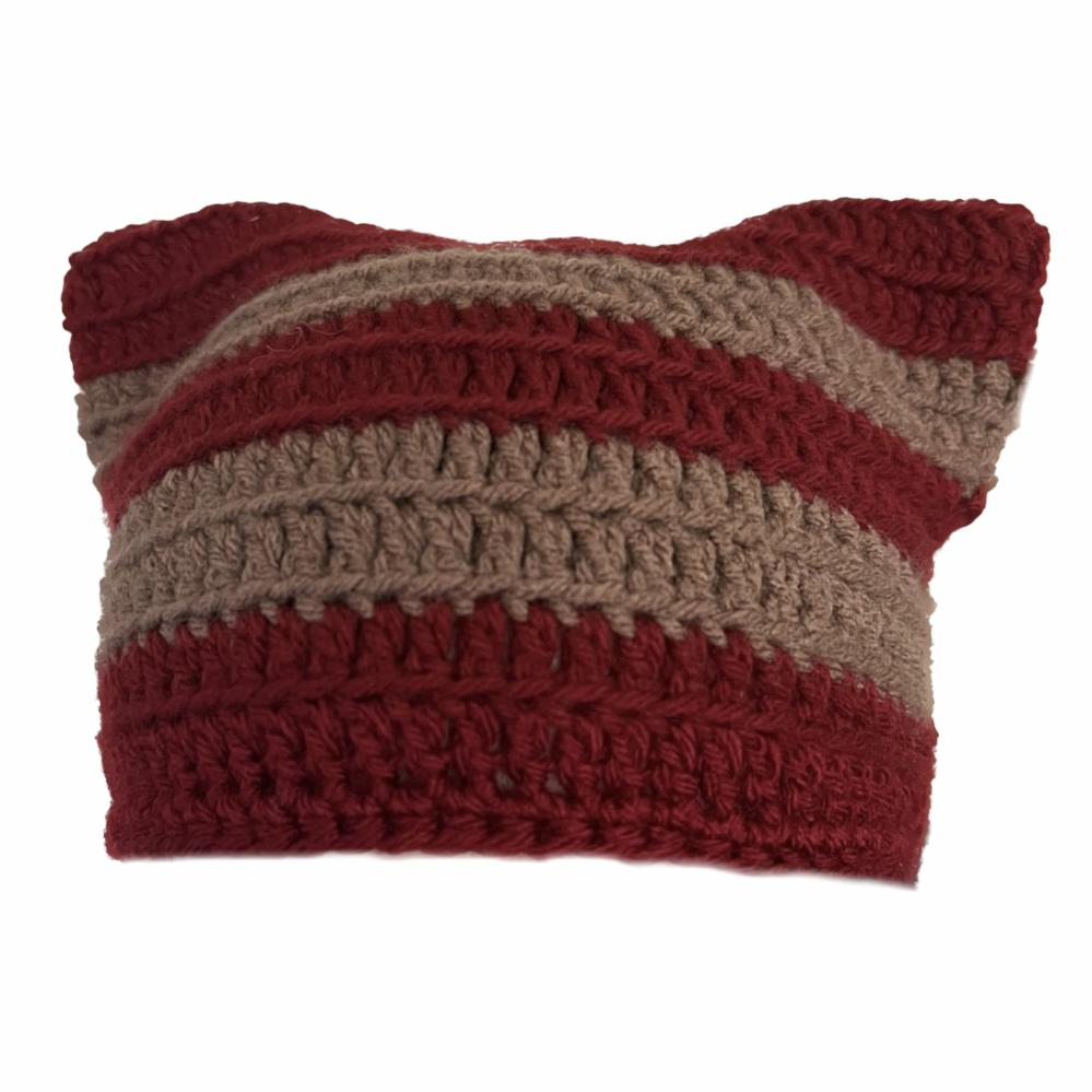 Hats | Red and Cocoa Cat Hat Crochet Items Hats