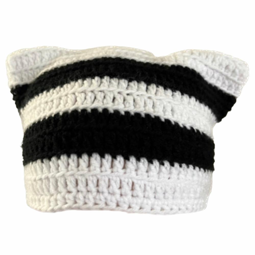 Hats | White and Black Cat Hat Crochet Items Hats