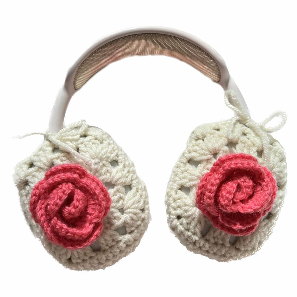 Headphone Covers | Crochet Rose Headphone Covers Crochet Items Hats