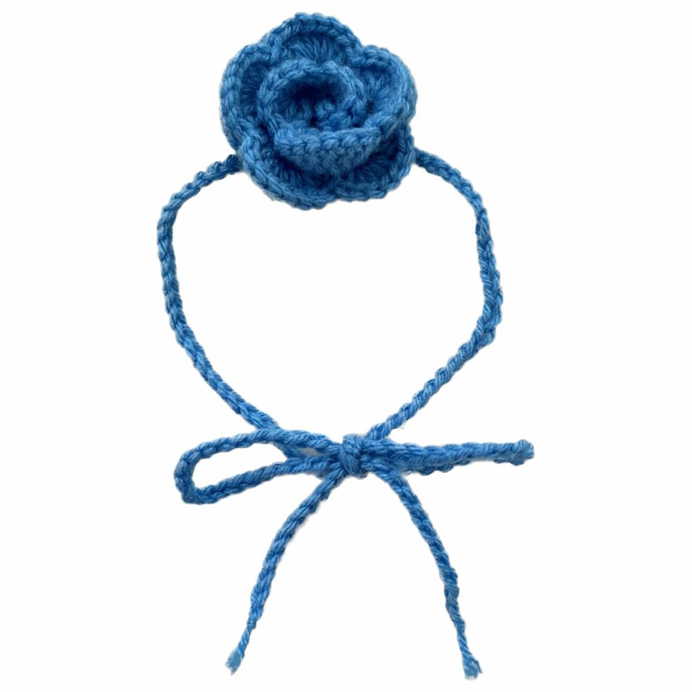 Necklaces | Blue Crochet Rose Choker Crochet Items Necklaces