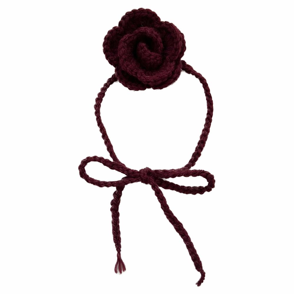 Necklaces | Burgundy Crochet Rose Choker Crochet Items Necklaces