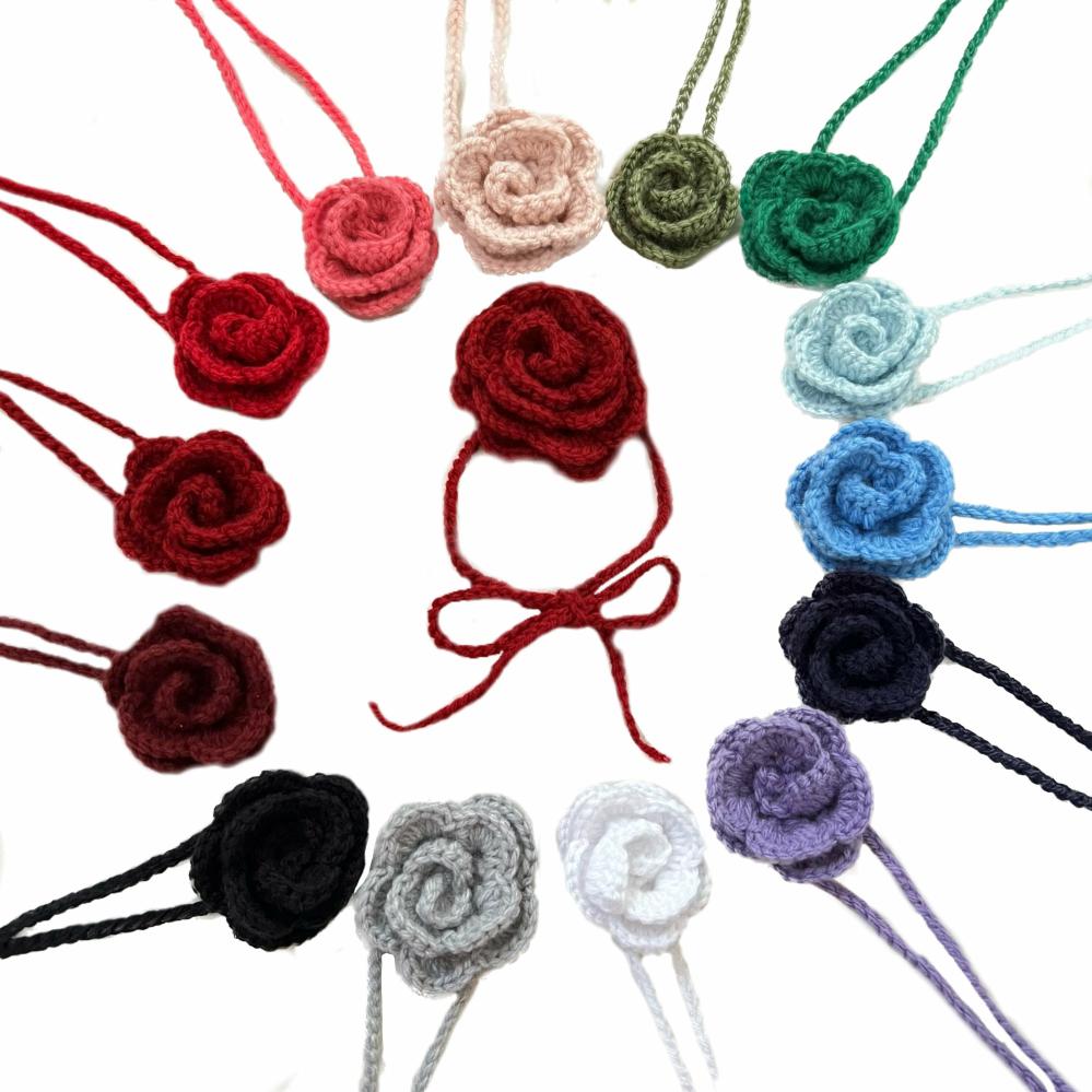 Necklaces | Custom Crochet Rose Choker Crochet Items Necklaces