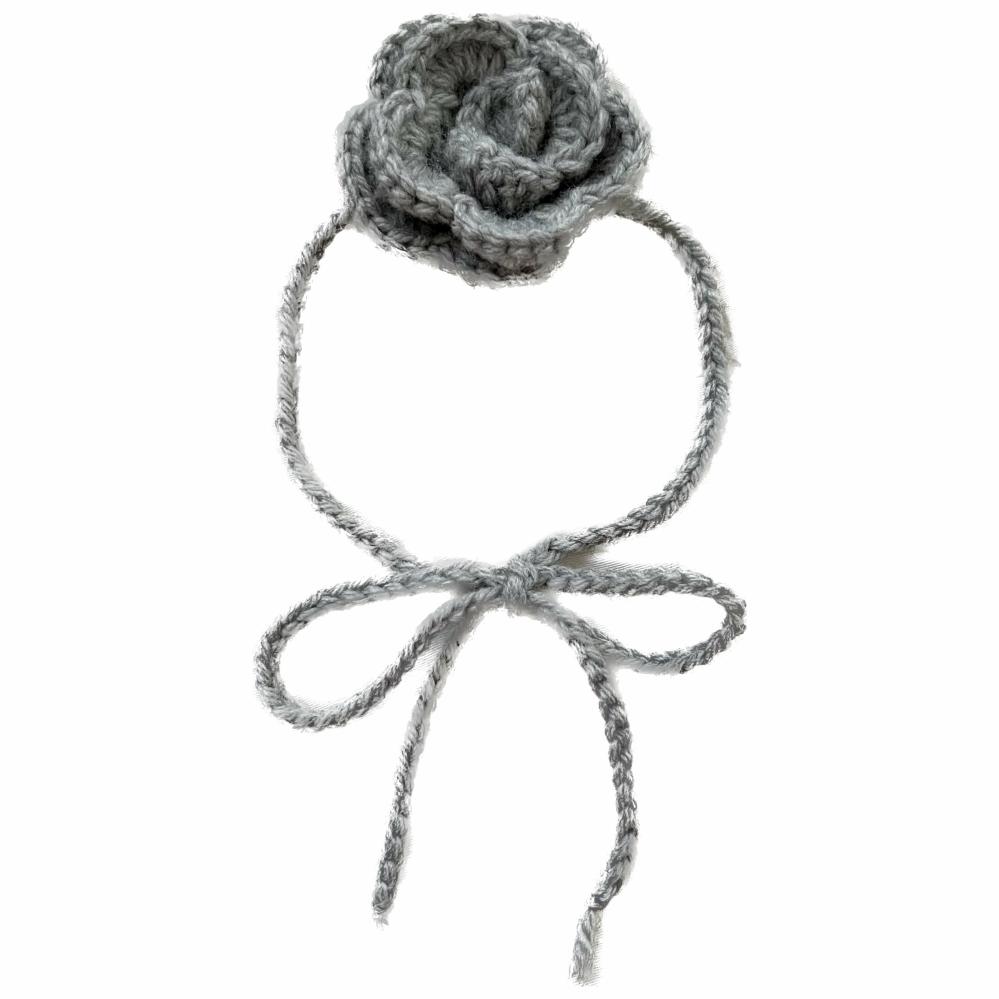 Necklaces | Grey Crochet Rose Choker Crochet Items Necklaces