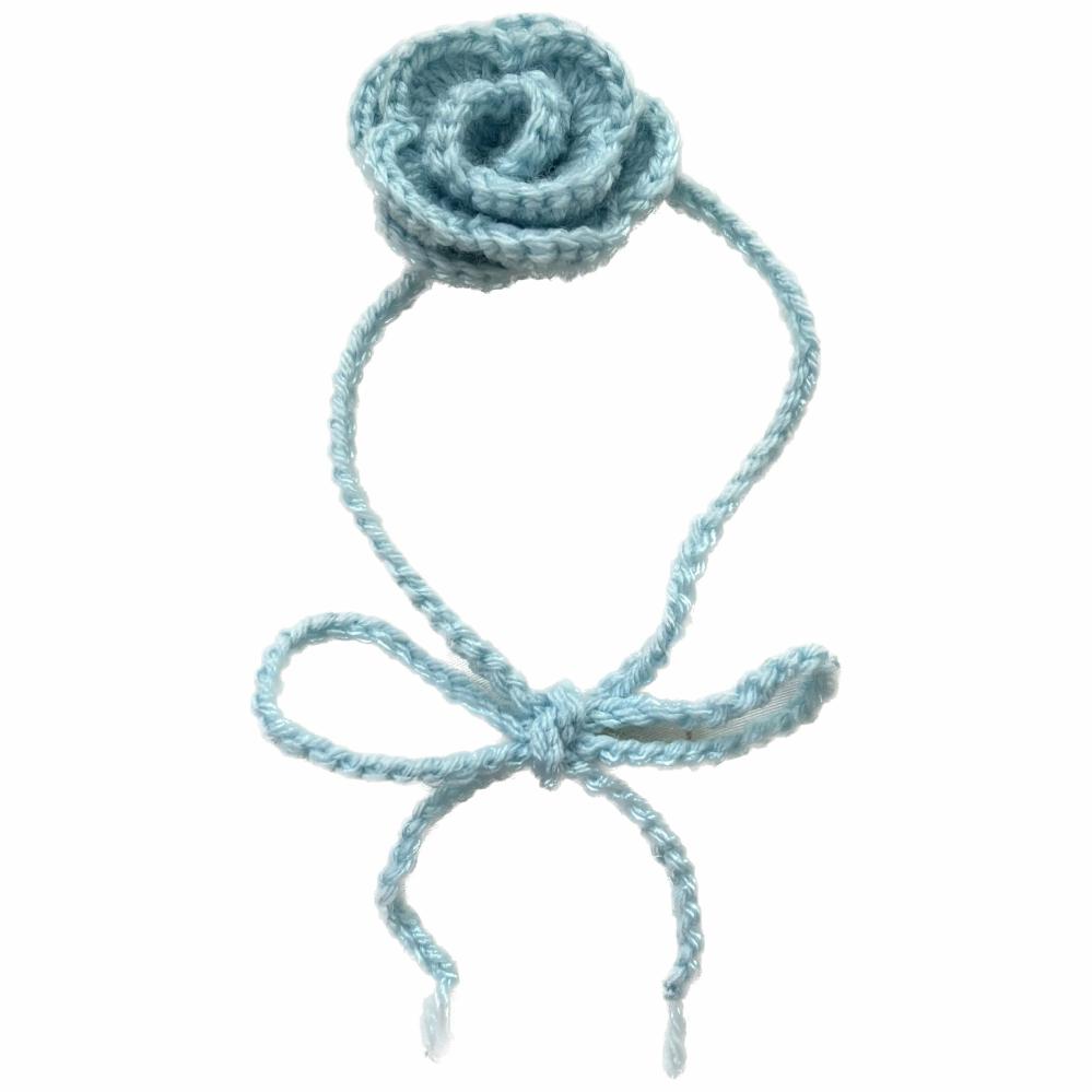 Necklaces | Light Blue Crochet Rose Choker Crochet Items Necklaces