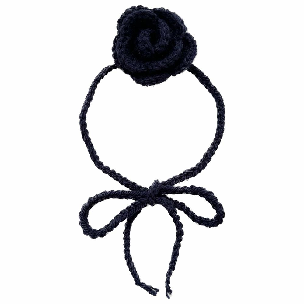 Necklaces | Navy Blue Crochet Rose Choker Crochet Items Necklaces