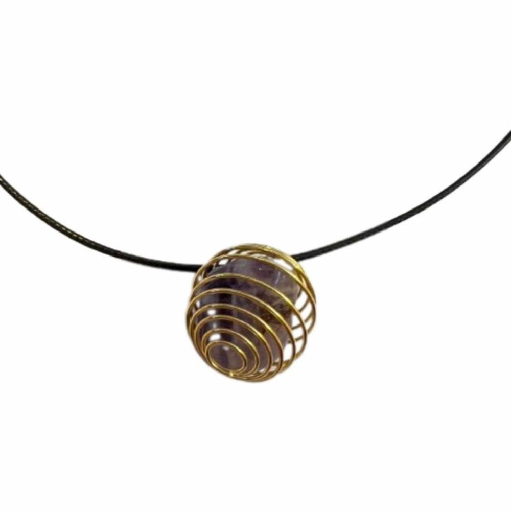 Wire Wrapped Necklaces | Gold Amethyst Wrapped Necklace Necklaces Wire Wrapped Necklaces