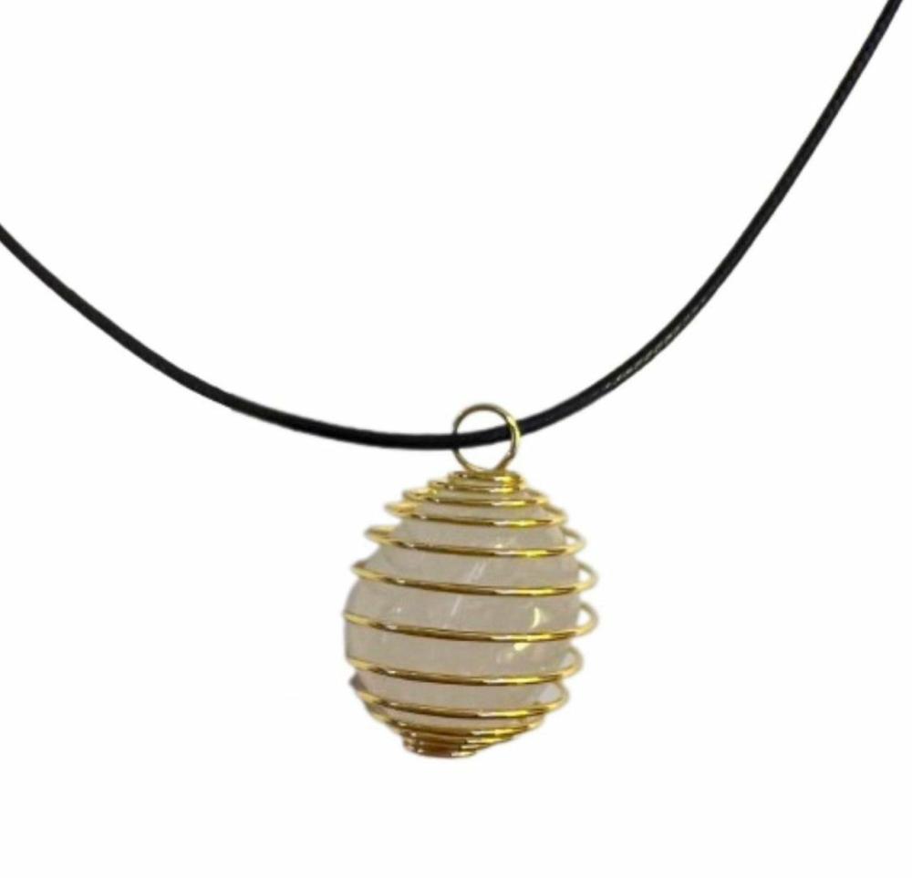 Wire Wrapped Necklaces | Gold Clear Quartz Wrapped Necklace Necklaces Wire Wrapped Necklaces