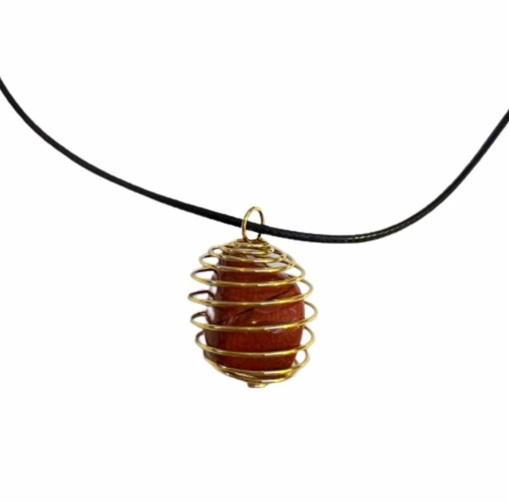 Wire Wrapped Necklaces | Gold Red Jasper Wrapped Necklace Necklaces Wire Wrapped Necklaces