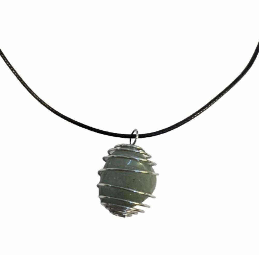 Wire Wrapped Necklaces | Silver Aventurine Wrapped Necklace Necklaces Wire Wrapped Necklaces