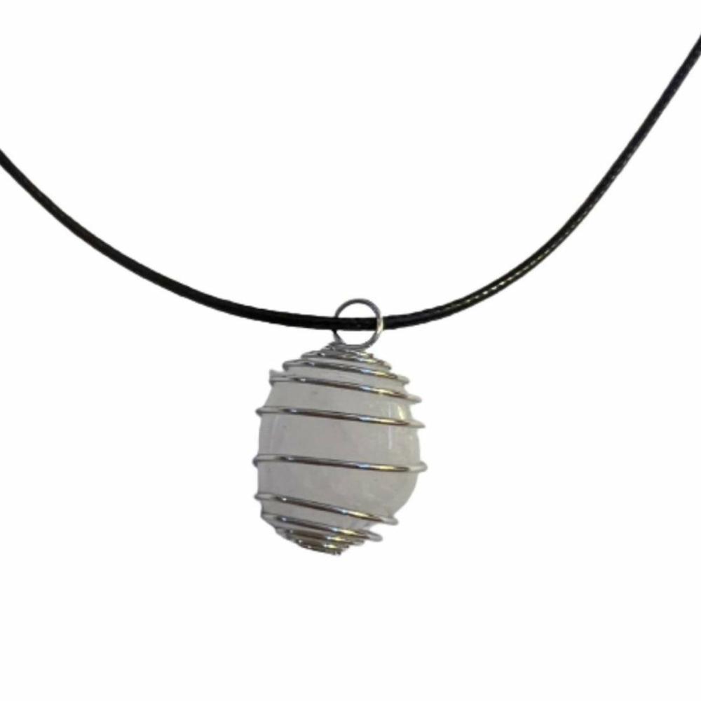 Wire Wrapped Necklaces | Silver Clear Quartz Wrapped Necklace Necklaces Wire Wrapped Necklaces