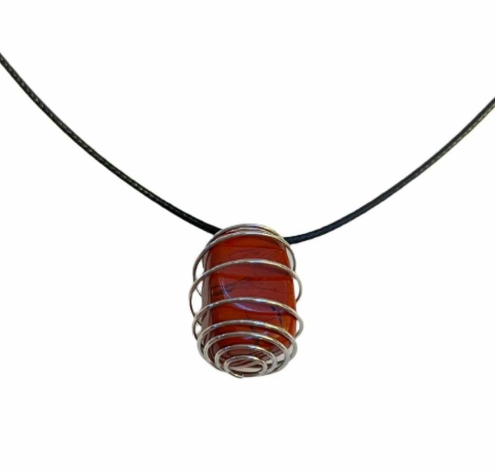 Wire Wrapped Necklaces | Silver Red Jasper Wrapped Necklace Necklaces Wire Wrapped Necklaces