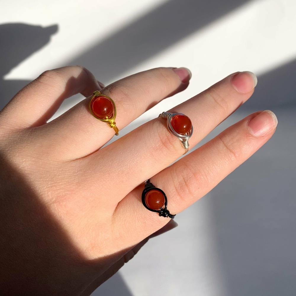 Wire Wrapped Rings | Carnelian Wire Wrapped Ring Ring Wire Wrapped Rings