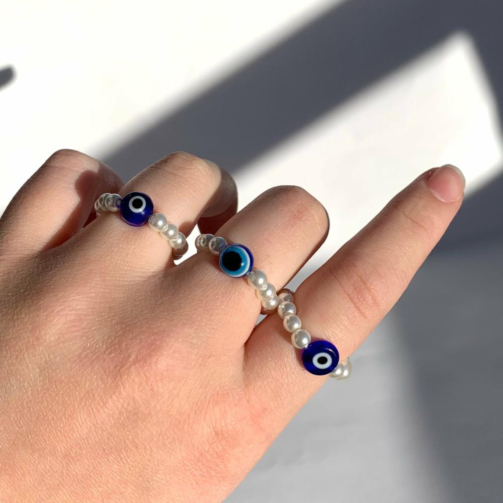 Wire Wrapped Rings | Evil Eye Pearl Ring Pearl Rings Pearl Rings