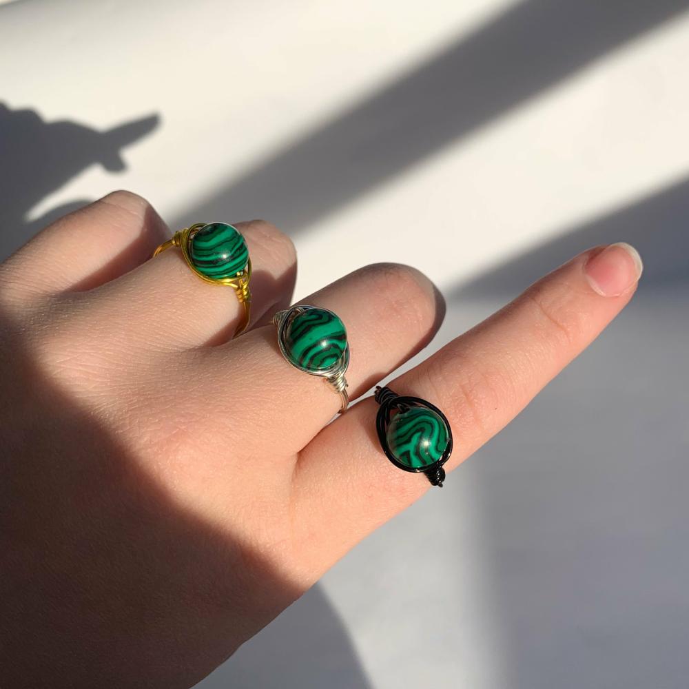 Wire Wrapped Rings | Malachite Wire Wrapped Ring Ring Wire Wrapped Rings