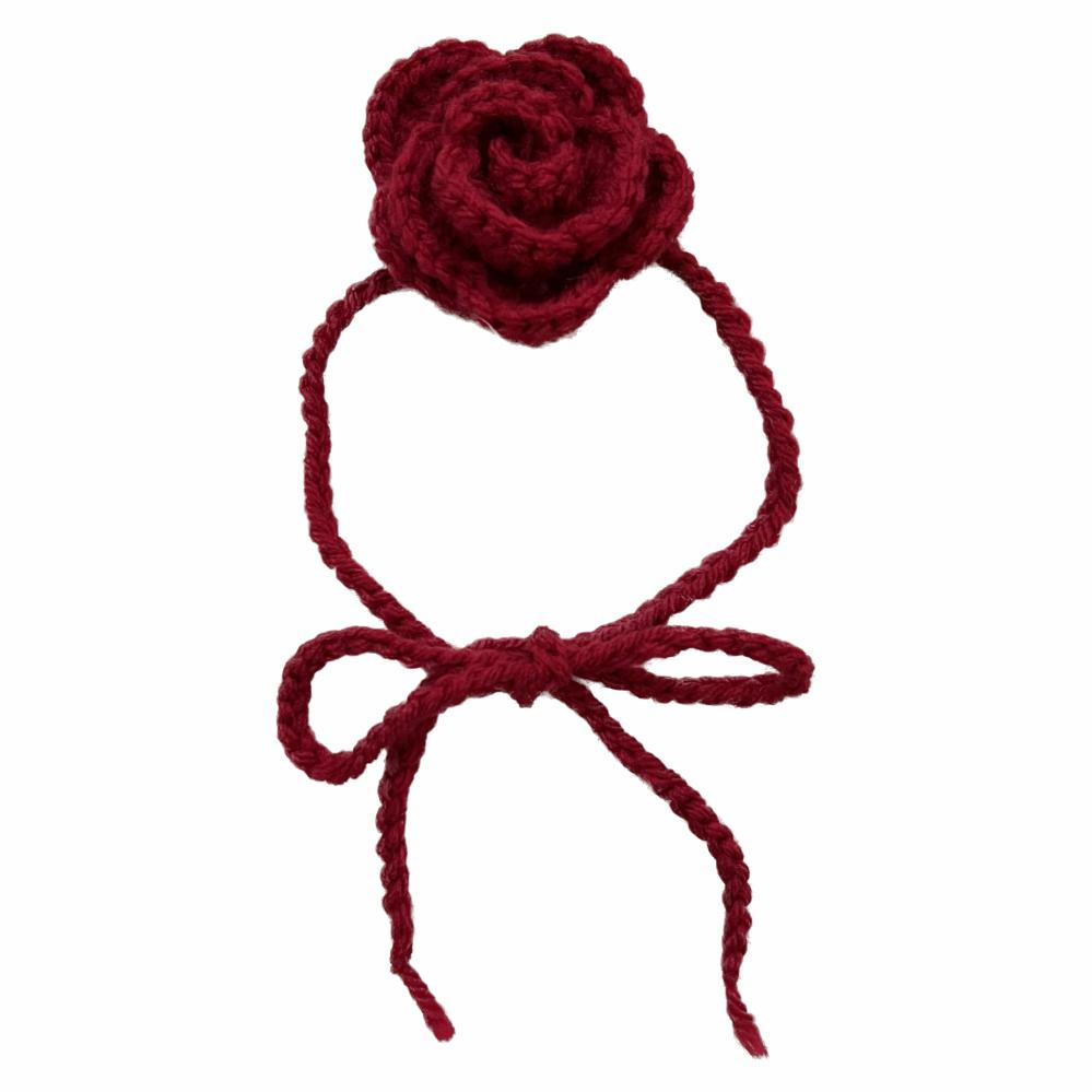 Necklaces | Bright Red Crochet Rose Choker Crochet Items Necklaces